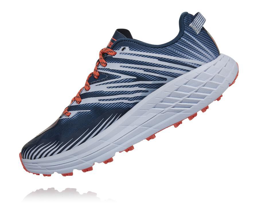 Hoka One One Trail Schoenen Dames - Speedgoat 4 - Donkerblauw/Wit - YI5810436